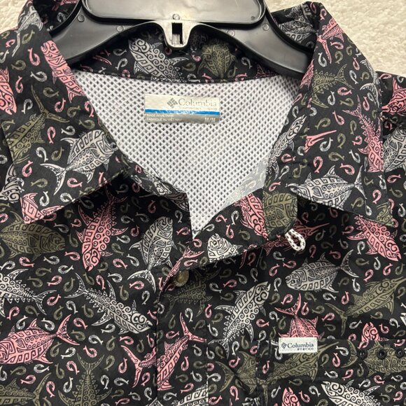 Columbia Shirt Mens Medium Fishing PFG Swordfish Hawaiian Lightweight Breathable - Picture 2 of 6